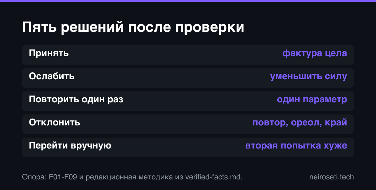 Пять решений после проверки ретуши кожи нейросетью