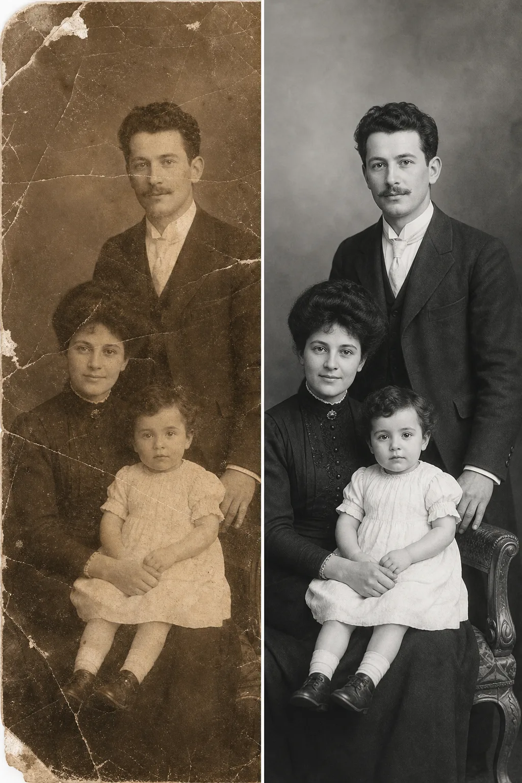 Пример восстановления старой фотографии нейросетью